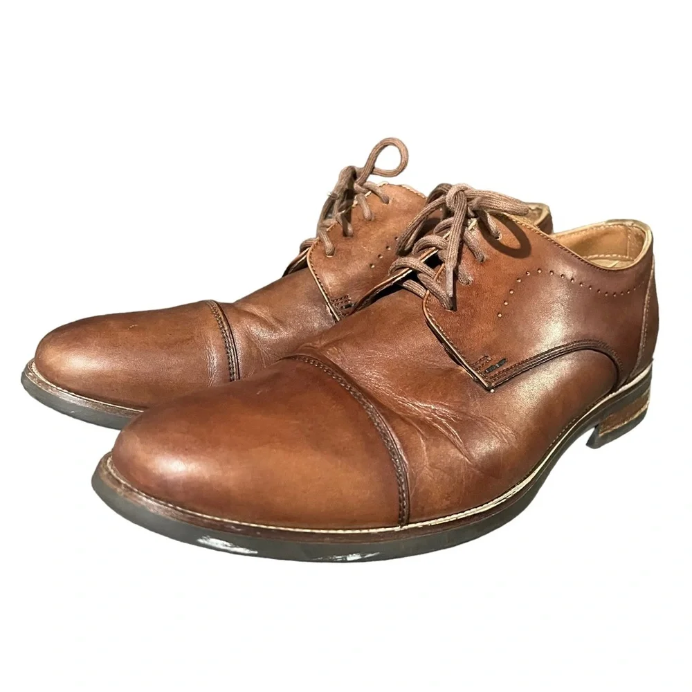 Florsheim UPTOWN 15166-221 Cognac Leather Cap Toe Oxford Dress Shoes‎ Size 8.5